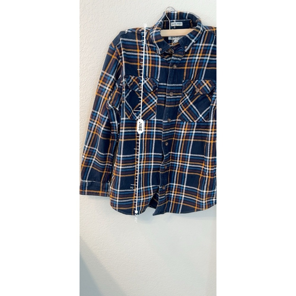 Duluth Trading Shirt Men M Blue Flannel Plaid Button Down Outdoor Heavy Thick - Picture 4 of 5